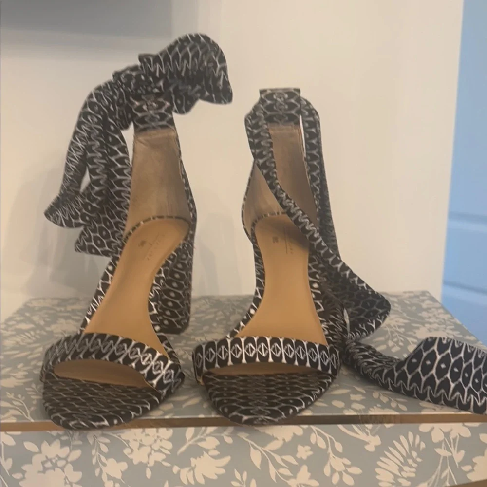Trina Turk  INC Black Chunky Heels with Textured Design